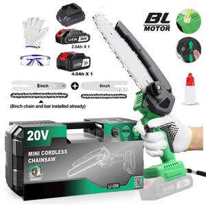 Mini tronçonneuse sans fil 20V sans balais, qualité professionnelle et bricolage, avec guide-chaîne de 6 et 8 pouces pour la coupe du bois, modèle CS-200A sans balais sans fil - Product Image 1
