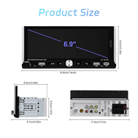 Podofo 6.9 "Single Din autoradio stéréo sans fil Carplay Android Auto voiture lecteur MP5 EQ BT FM type-c USB lecteur de voiture en gros