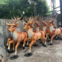 Nouvelle Sculpture de Renne en Fibre de Verre Taille Réelle, Décoration Extérieure de Noël, Statue de Traîneau Durable pour Centre Commercial et Place Publique