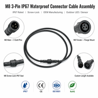 Connecteur étanche fileté mâle-femelle M8 à 3 broches IP67 avec boîtier en PVC et conducteur en cuivre pur pour câble LED extérieur de jardin