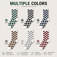 Chaussettes à carreaux personnalisées avec logo pour hommes, chaussettes habillées jacquard en coton premium, chaussettes décontractées tendance, vente en gros OEM privée
