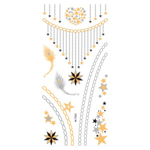 Tatuajes Temporales con Diseño de Pulsera Metálica Dorada y Plateada, Adhesivos de Transferencia al Agua, Resistentes al Agua, Joyería para Brazos, Arte Corporal - Product Image 5