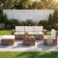 Ensemble de canapés modulaires d'extérieur en rotin, mobilier de patio en osier PE avec table basse – Vente chaude