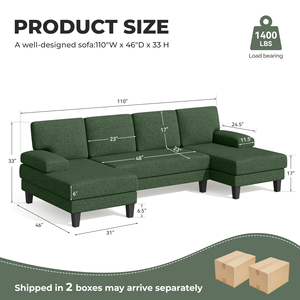 Sofá Seccional en Forma de U, Moderno, Modular, Extensible, Doble, Convertible, para Sala de Estar, Apartamento, Hotel, Centro Comercial - Product Image 6