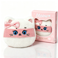 Houppette en velours ultra douce et moelleuse OEM en forme de tête de chat, lavable, pour poudre libre, maquillage fixateur, usage domestique, salon et voyage