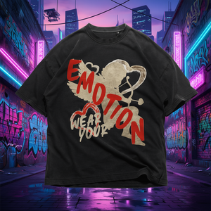 T-shirt in cotone unisex con grafica Wear Your Emotion, streetwear casual Y2K - Product Image 3