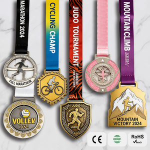 Médaille personnalisée 3D creuse pour marathon, cyclisme, judo, volley-ball, <span class=keywords><strong>danse</strong></span>, alpinisme, en émail argent antique et or, avec ruban personnalisé - Product Image 1
