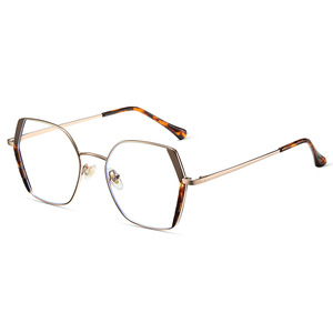 Monture de lunettes tendance géométrique 87259, monture complète, protection anti-lumière bleue, unisexe, verres en acrylique, design color block - Product Image 4
