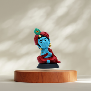 Ídolo del Señor Krishna Pintado a Mano (Acabado Azul) Obra Decorativa Espiritual para el Hogar, Templo, Escritorio de Oficina, Tablero de Coche y Regalo - Product Image 5