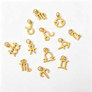 Vente en gros de 12 breloques signes du zodiaque, mini pendentifs <span class=keywords><strong>horoscope</strong></span> en acier inoxydable pour la fabrication de colliers - Product Image 1