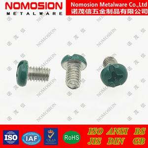 Visserie pour meubles Nomosion, acier inoxydable 304, tête cruciforme, revêtement vert, entièrement filetée, pour utilisation sur métal, norme ISO - Product Image 1