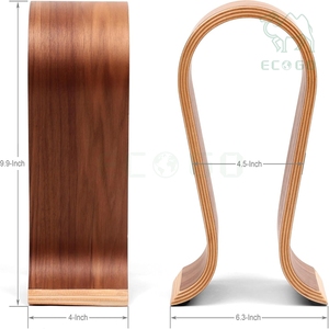 Luxury Modern Sustainable Wooden Storage Hanger Desktop Organizer Holder Display <b>Rack</b> Headphone Stand with Anti-slip Pad - Product Image 3