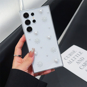 Funda para Teléfono Móvil <span class=keywords><strong>Samsung</strong></span> S26 Ultra S25FE, Diseño de Corazón con Gotas de Pegamento y Copos de Nieve Brillantes, Protección 360, Transparente, A17, Simple y Suave - Product Image 4