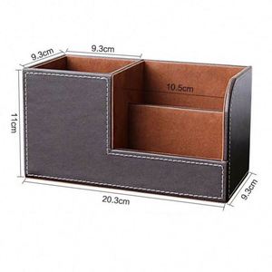 Multifunctional PU Leather Desk Accessories Desktop Storage <b>Box</b> <b>Pen</b> Holder Desk Organizer - Product Image 2