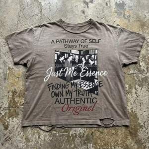 Camisetas de Hombre de Talla Grande con Logotipo Personalizado, Estampado Gráfico Recortado, Lavado Vintage, Estilo Desgastado, Corte Cuadrado, Camiseta Ligera para Hombre - Product Image 1