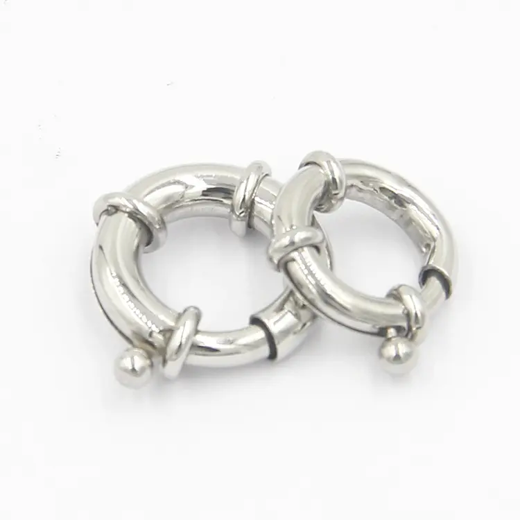 Jewelry Making Findings Stainless Steel Round Snap Hook Spring Ring Clasp For DIY Women Men Jewelry