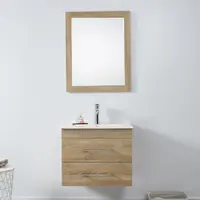 Évier simple en bois de chêne 3D, armoire murale à 2 tiroirs, modèles modernes pour salle de bain avec miroir, meubles de salle de bains