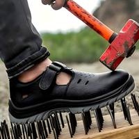 Chaussures de sécurité respirantes en cuir de vachette, embout en acier élargi, semelle intermédiaire anti-perforation en acier inoxydable, bottes de travail d'été