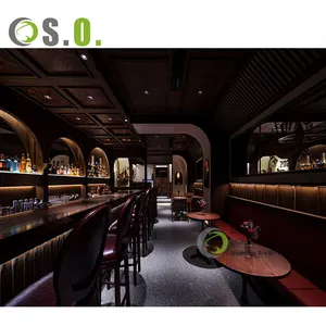 Balcão de bar com iluminação LED para restaurantes e boate, design de móveis comerciais industriais de alta classe, tamanho personalizado