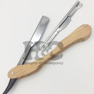 New Design Barber <b>Straight</b> <b>Razor</b> With Wood Handle Black Coated <b>Razor</b> Wooden Handle Private Label Logo Offer High Demand <b>Razors</b> - Product Image 5