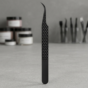 Pinzas Angulares Negras para Pestañas, Punta Suave, Acero Inoxidable, Herramienta de Precisión para Extensiones de Pestañas, Uso en Salones de Belleza - Product Image 2