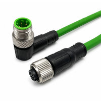 Cable adaptador Ethernet industrial M12 de 4 pines con código D hembra a RJ45 hembra, recto o en ángulo, con arnés de cableado personalizado