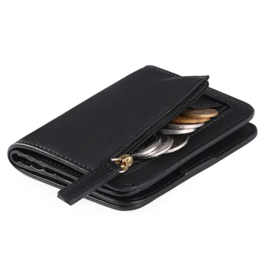 Luxury PU Leather Credit Card Holder Rfid Blocking Small Compact Bifold Travel Wallets Ladies Mini Purse with ID Window