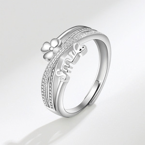 Multi Layer Cross Criss <b>Adjustable</b> <b>Ring</b> Pave Set Zircon Copper White Gold Plated Tarnish Free Waterproof Jewelry For Women - Product Image 6