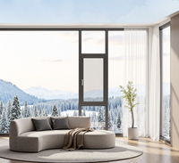 Fenêtre à battant isolante en verre fixe à grand panneau pour balcon de villa, avec moustiquaire et loquet antirouille