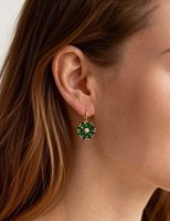 6 Pasang Set Anting Bunga Warna-warni dengan Leverback, Anting Floral Batu Kelahiran untuk Wanita, Baja Anti Karat Berlapis Emas