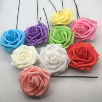 Vente d'usine, grande taille, rose en mousse PE de 8 cm avec tige, décoration de gâteau de mariage, fleurs en mousse
