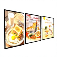 Boîte à lumière LED d'intérieur, panneau de menu en acrylique, support mural, cadre de signalisation publicitaire rectangulaire pour restaurant, café