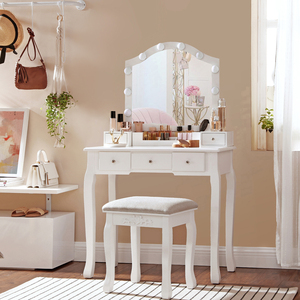 Vasagle phòng ngủ Quà Tặng Ý Tưởng Trắng bàn trang điểm Set Led Gương bàn trang điểm - Product Image 4