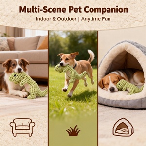 Durable Eco-Friendly Plush <strong>Dog</strong> Chew <strong>Toy</strong>-Sturdy Dinosaur Shape Long-Lasting Squeaky Interactive <strong>Tough</strong> Design Teeth Cleaning for - Product Image 4