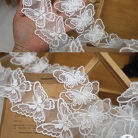 Nouvelles appliques de fleurs en dentelle brodée papillon en organza double couche avec perles, autocollants en tissu pour vêtements, accessoires de voile de mariée DIY