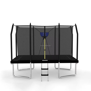 Trampoline rectangulaire noir Zoshine en mousse PVC avec filet intérieur, approuvé ASTM, pour <span class=keywords><strong>fitness</strong></span> familial en extérieur, 12 pieds, avec échelle et panier de basket - Product Image 1