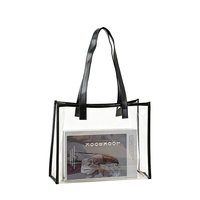 Sac fourre-tout transparent en PVC 33x27x12cm, matériau holographique irisé laser avec poignée renforcée, logo personnalisé pour cadeaux et vente au détail