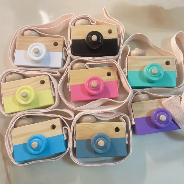 Cheap Price Children Fashion Wooden Camera Toys Kids Simulation Photography Wood Camera Set Toys Wooden Toy