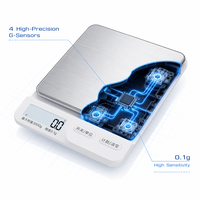 Balanza Electrónica de Alta Precisión, 3 kg, Precisión de 0,5 g, para Joyería, Repostería y Cocina, Diseño Delgado de Acero Inoxidable, Pantalla LCD Retroiluminada, Portátil