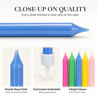 Bougies d'anniversaire fines et droites, 10 pièces sur carte blister, cinq couleurs assorties, bougies de gâteau en paraffine solide, vente en gros