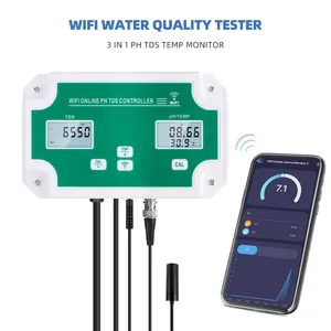 Medidor y Controlador Inteligente de Calidad del Agua WiFi Tuya con Monitoreo de pH, Salinidad y Temperatura para Acuarios, Piscinas e Hidroponía PH-W28 - Product Image 1