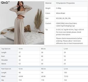QINSI 2024 Mulheres Casa Roupas Combinando Set Top Colheita de Manga Longa 3 Peças Pijamas Set para As Mulheres Suave Outerwear Pijamas - Product Image 6