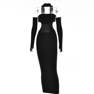 Vestido Largo Sexy con Espalda Descubierta y Cuello Halter para Mujer, Manga Larga, Cintura Natural, Estilo Europeo Americano - Product Image 5