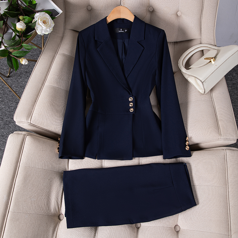 Navy blue coat+skirt