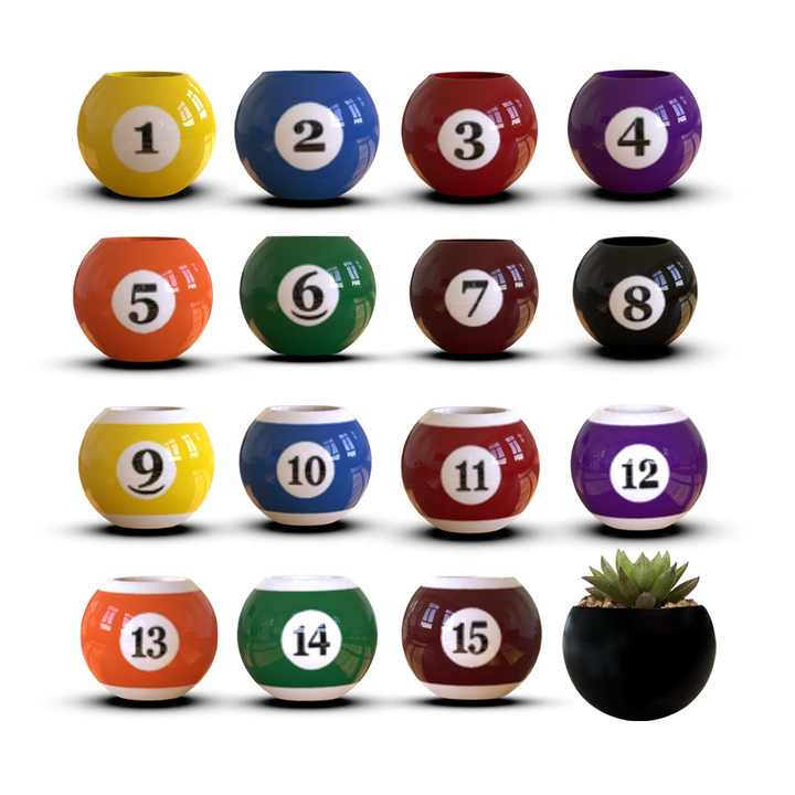 Custom Wholesale Sports Flower Plant Pot Resin Snooker Pool Balls ...