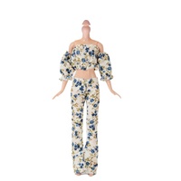 Robe T-shirt en tissu froissé de style fleur en plastique, jupe, pantalon, vêtements décontractés pour poupée de 30 cm, accessoires de vêtements, robe de mode faite à la main