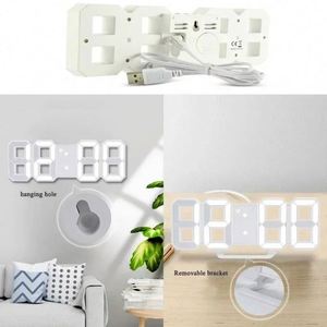 Wsy175 Led <b>Digital</b> <b>Wall</b> Desk Alarm 12H 24H Formats Adjustable Brightness Night Light Energy Saving 3D <b>Clock</b> - Product Image 5