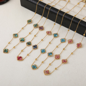 Moda Boho turmalina africano turquesa rojo Aventurina apatita flor hecha a mano bohemio cuentas collar fiesta - Product Image 1