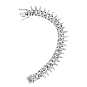 Collier de perles unisexe 12 mm à maillons barbelés, style hip-hop <span class=keywords><strong>rap</strong></span> cubain, avec diamants, pour l'Europe et les États-Unis, au design haut de gamme - Product Image 5