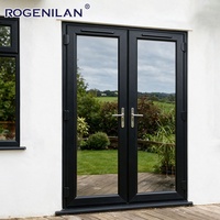 Puerta Corredera de Aluminio Ultra Estrecha para Exteriores Rogenilan, Puerta Francesa de Doble Hoja con Vidrio Templado y Aislamiento Energético
